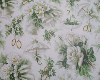 Vintage Hallmark Gift Wrap-Wrapping Paper-Bride-Wedding-Roses-Shower-Pastels-Retro-Mid Century-Full Sheet-Wrapping Paper