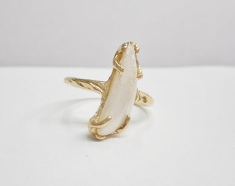 Pearl Ring, Vintage Rings, Tennessee Pearl Ring, Vintage Pearl Ring, Tennessee Pearl, 14k Yellow Gold White Tennessee Pearl Ring Sz 4 #4095