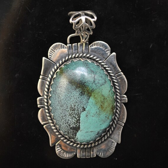 Sterling Silver Tibetan Turquoise Pendant Native American Style #9105