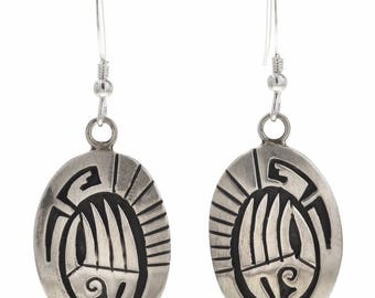 Native American Silver Bear Paw Earrings Overlaid Sterling French Hooks