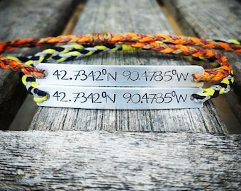 Braided Custom Hand Stamped Bracelet, friendship bracelet, Custom Name Jewelry, Quote Bracelet, Gift Idea, Waxed Polyester cord