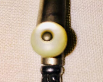 Victorian Antique Hair Curling Iron Sterling Handle w/ MOP