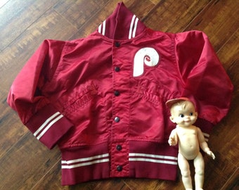 Vintage 1970's Wilson Philadelphia Phillies kids jacket ~ MLB Philadelphia jackets ~ kids vintage jacket ~ Vintage wilson jacket ~ Baseball