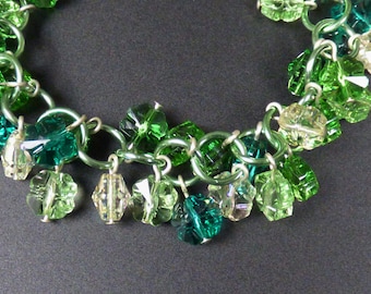 Shaggy Crystal Clover Chainmaille Bracelet