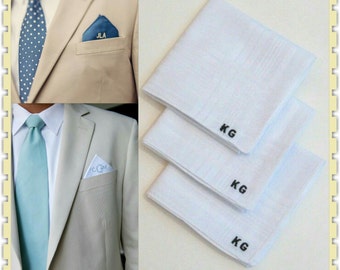 Personalized Handkerchief - Package of Three - Monogrammed Handkerchiefs - Groom Gift - Groomsmen Gift - Father's Gift - Men's Custom Gift