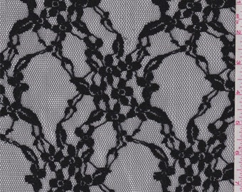 Black Floral Lattice Lace, Fabric By The Yard