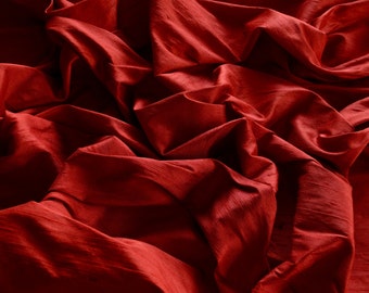 Carmine Red/Deep Red Dupioni Silk, 100% Silk Fabric, 44" Wide or 54" Wide, By The Yard (S-190)