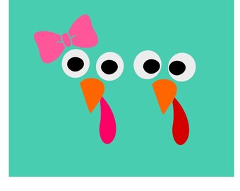 Cute Turkey Face; SVG, DXF, PS, Ai and Pdf Digital Files for Electronic Cutting Machines