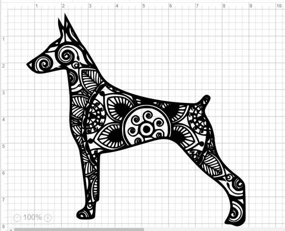 Download Mandala Style Dog Doberman SVG PDF EPS Dxf & Studio 3 Cut