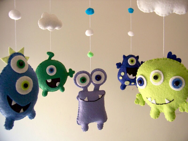 Baby crib mobile Monster mobile Alien mobile felt mobile