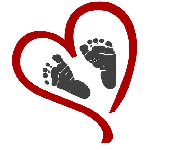 Comes with a FREE svg FILE Heart with Baby Footprints