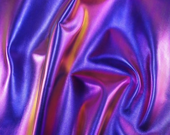 Purple Metallic Change Color Iridescent Effect Leather Lambskin - Holographic Leather Skin