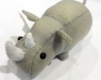Little Rhino/Rhinoceros stuffed animal or plushie in grey/gray