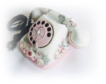 Retro phone Antique Telephone Hand-decorated Phone Shabby chic Phone Home decor Rotary Phone Bakelite Phone