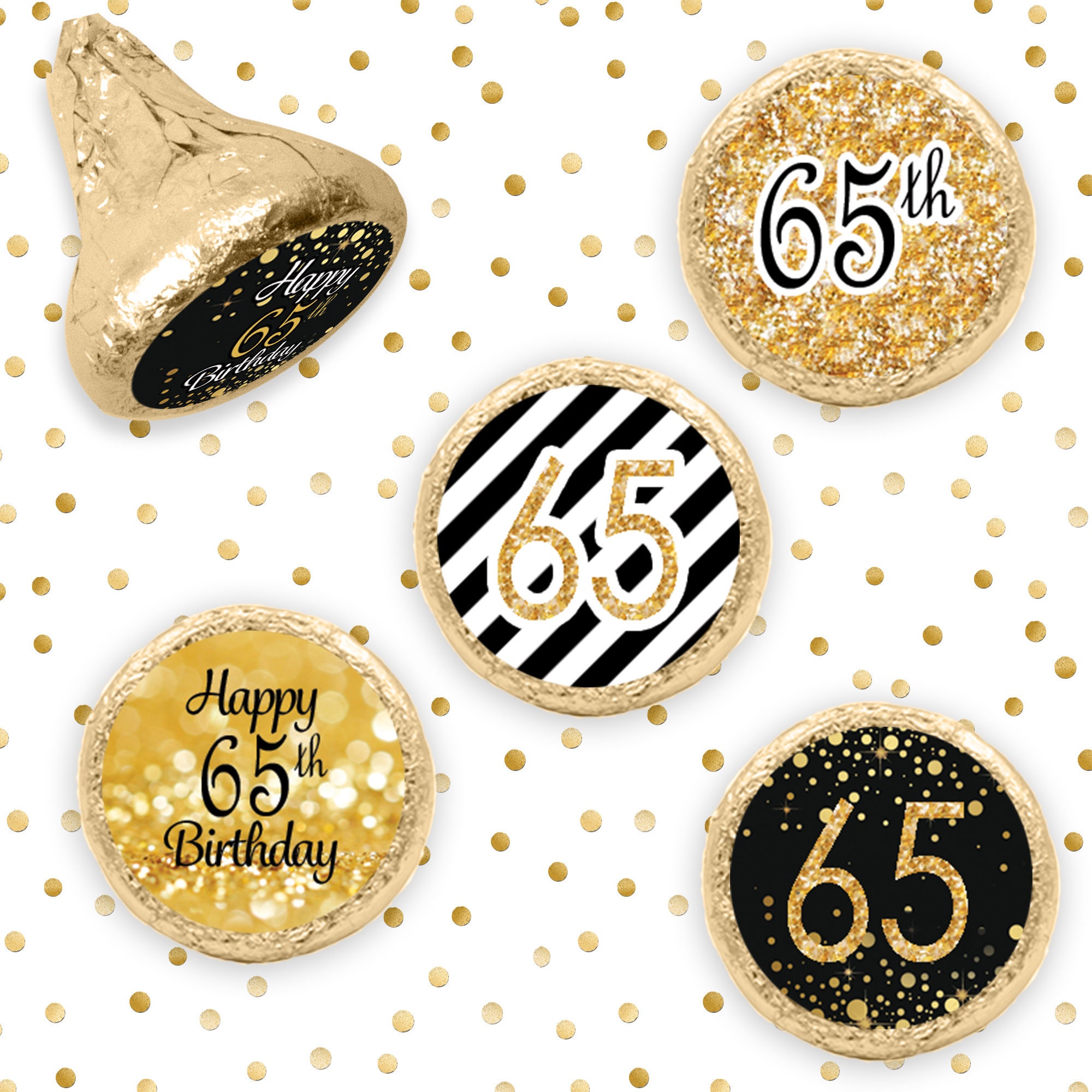 65th Birthday Party Decorations Gold And Black Stickers For