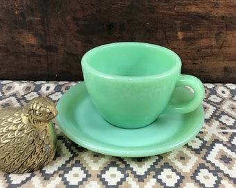 Fire King Jadite Jadeite Restaurant Ware Cup and Saucer Excellent Condition