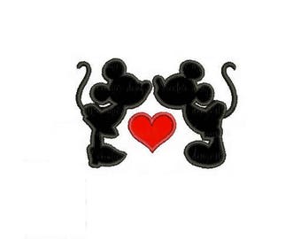 27 Sizes Walt Disney Minnie Mickey Mouse Kiss Kissing Applique EMBROIDERY Design Mini Machine Instant Download EN2183E1