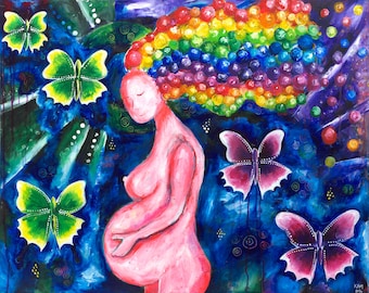 Painting Pregnancy Art - Print of Original Painting - Childbirth Motherhood Blessingway