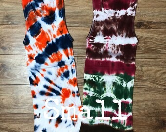 Adult mens womens small cotton ribbed undershirt tank top ice dyed tie S lot