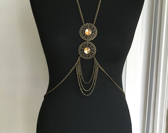 Bodychain/ bodynecklaceBodynecklace / collar de cuerpo en cristal/ mandala/ long necklace