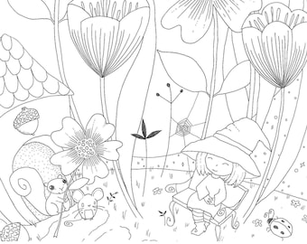 PENELOPES GARDEN And Willow The Squirrel Digital Download PDF Instant Coloring