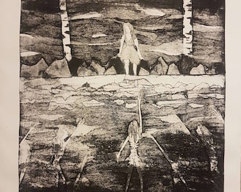 Sinking (Collograph Print - Limited Edition)