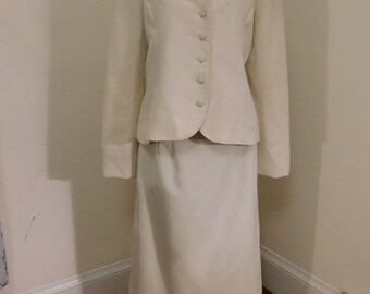 Vintage 1970's Two Piece Cream Blazer and Skirt