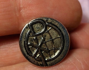 Big Sale Vintage Chi Rho Symbol of Christ Silver Tone Tie Tack Lapel Pin Pinback Religious