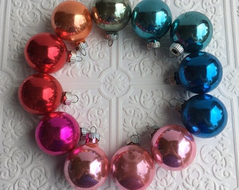 Twelve Assorted Round Shiny Brite Ornaments