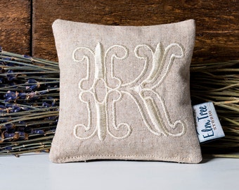 Monogrammed Linen Lavender Pillow