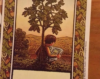 Vintage Antioch Book Plates - The Tree In The Wood (North-South) - Christopher Manson 1993 - Set of 4 Bookplates