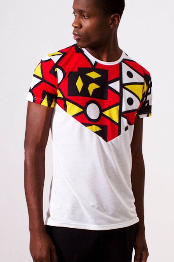 white v design t shirt with african print samakaka print design your own polo shirt