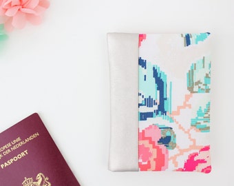Passport Wallet, Travel Wallet, Travel Organizer, Passport Cover for 2 (Two), 3 (Three) or 4 (four) passports - Flowers
