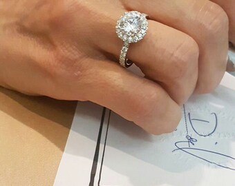 2.75 carat,Solid Platinum diamonds engagement ring, 1.50 carat center