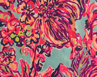 multi big escapade (floral pattern) dobby cotton fabric square 14"x14" ~ lilly spring 2017 ~ lilly pulitzer