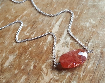 Sunstone Necklace Silver Sunstone Necklaces Womens Gift for Women Sunstone Pendant Sunstone Gemstone Jewelry Sterling Silver Chain Necklace
