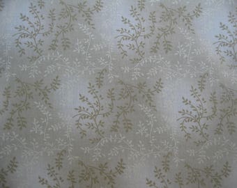 100 percent cotton fabric/beige with vines/quilting/apparel/crafts/by the yard