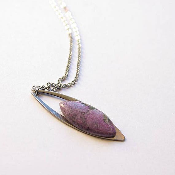Purpurite Pendant With 925 Sterling silver chain, Purpurite Necklace, Purpurite Gemstone, Purpurite Jewelry, Purpurite Cabochon
