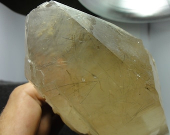 Quartz Point rutile, elestial healing crystal, record keeper, Lemurian, Chakra stone Smoky Facet gem EQ - 1