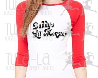 Daddy's Lil Monster Harley Quinn Baseball Shirt (Girl's/Women's sizes)
