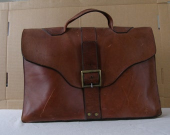 Sac Organisateur / Serviette En Cuir Véritable Vintage Harper House - Occasion Usé