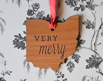 VERY MERRY Engraved Ohio Ornament