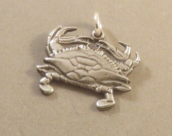BLUE CRAB Sterling Silver Charm Pendant Maryland Chesapeake Bay Beach Atlantic Ocean Kitchen Food Shellfish New nt132