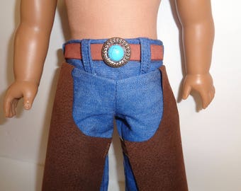 18" Boy-Girl Doll - CowGirl- CowBoy ranch Chaps- Shown on my American Boy Doll