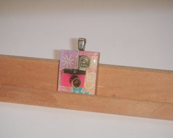 Scrabble Tile Necklace--Lomography Diana F Plus: Mr. Pink