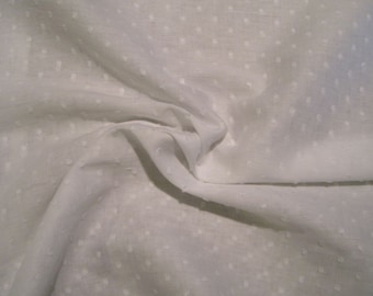 White on White Pure Cotton Dotted Swiss Fabric--By the Yard