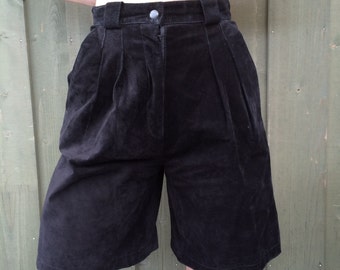 Schwarze Wildleder Shorts taillenhohen Shorts schwarz Leder Shorts klein