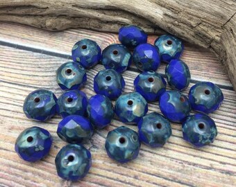 Lapis Blue Picasso 8x6mm Rondelle Beads