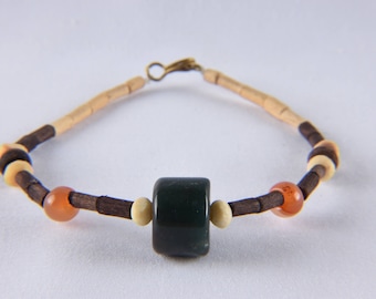 men's wood ,brass ,stone eco-friendly bracelet 20 cms 639