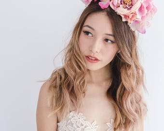 pink statement flower crown // spring racing flower crown / spring carnival flower crown / spring races flower headband / flower fascinator